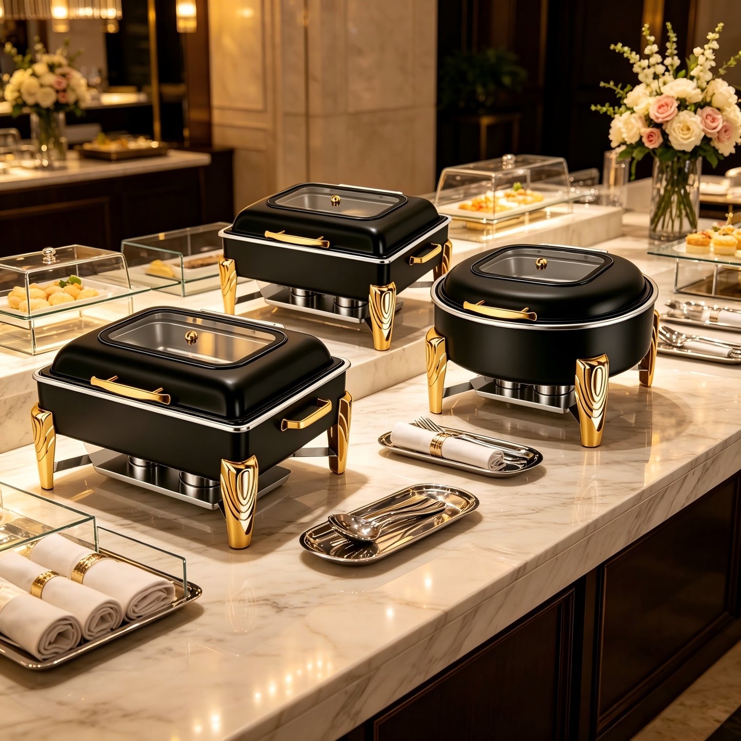 Premium Roll Top Chafing Dish Set – Commercial Buffet Food Warmer for Hotels, Catering & Wedding Banquets