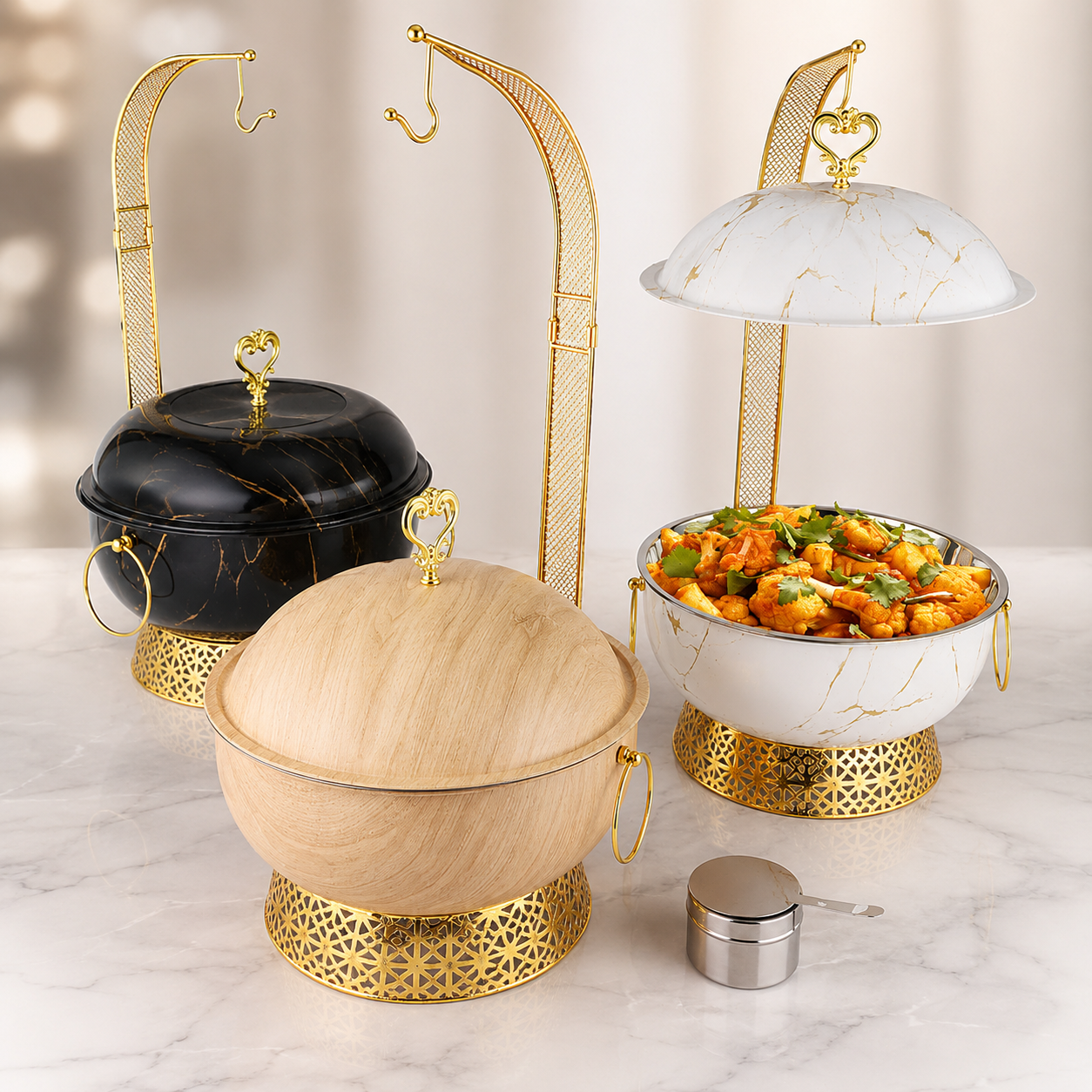 Luxury 8L Stainless Steel Chafing Dish with Hanging Lid for Hotel Buffet, Restaurant Catering & Wedding Banquets