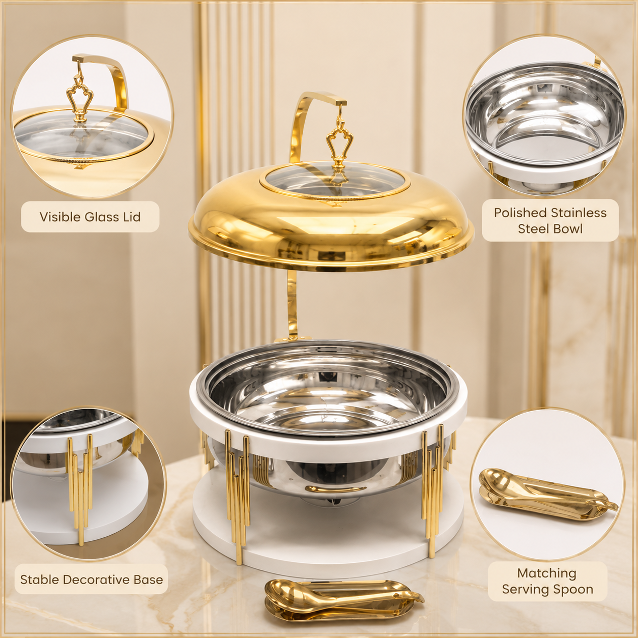 Luxury Stainless Steel Chafing Dish for Buffet, Wedding & Catering