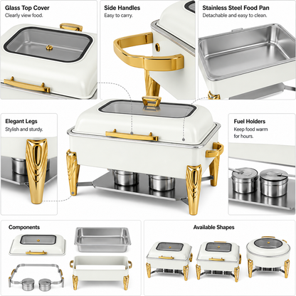 Premium Roll Top Chafing Dish Set – Commercial Buffet Food Warmer for Hotels, Catering & Wedding Banquets