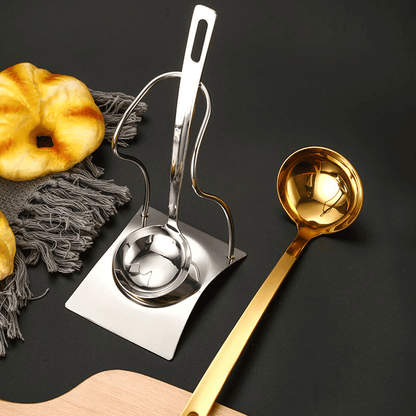 Luxury Stainless Steel Soup Ladle Set with Holder Stand – Gold & Silver Buffet Serving Ladles