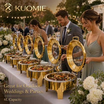 6L Round Chafing Dish with Glass Lid | KUOMIE