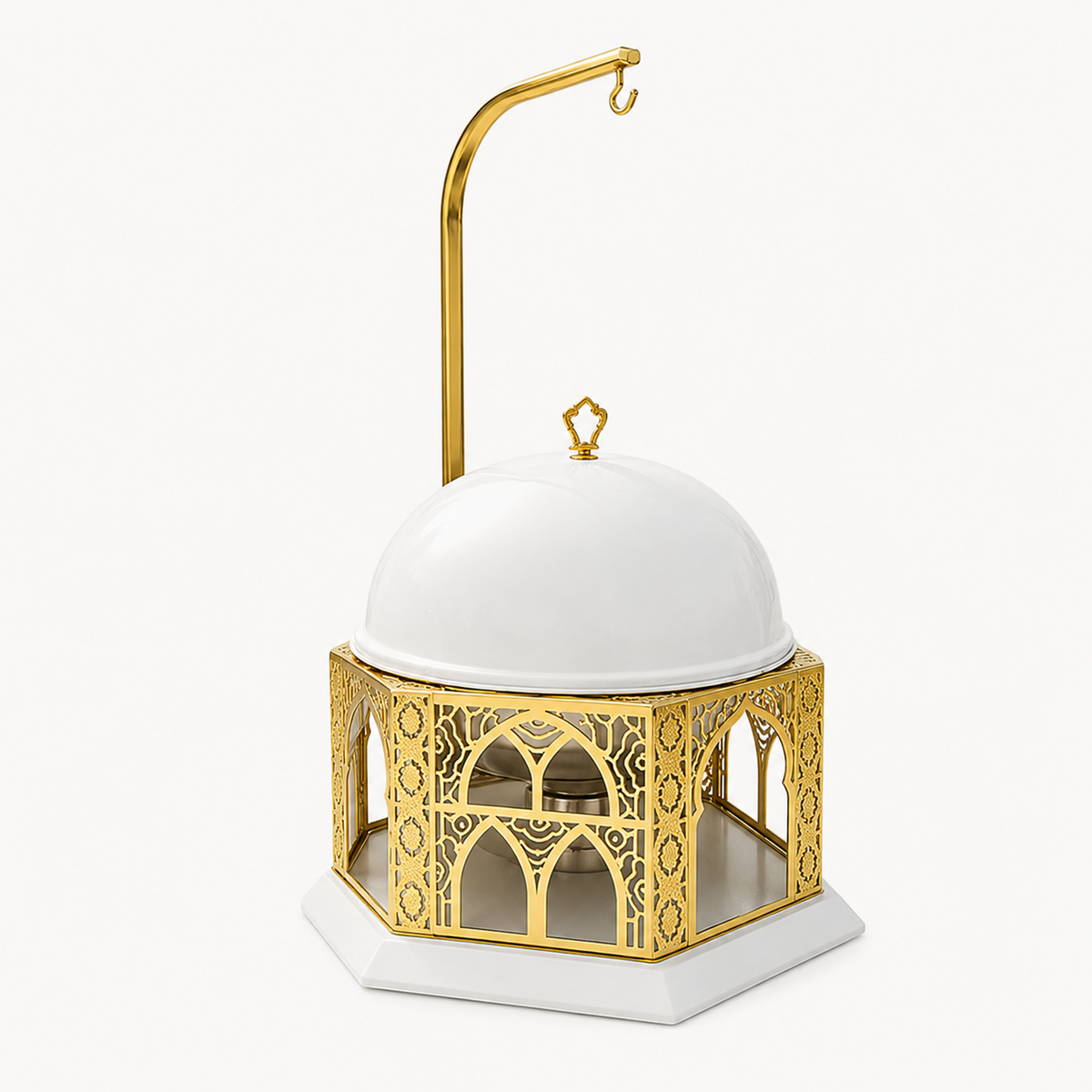 Luxury Gold Chafing Dish 8L Stainless Steel Food Warmer with Hanging Dome Lid for Buffet, Wedding, Catering and Party Events