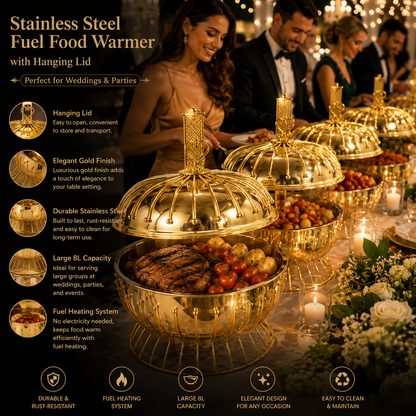 Luxury 8L Hanging Dome Chafing Dish | Premium Buffet Food Warmer for Hotel, Wedding & Catering