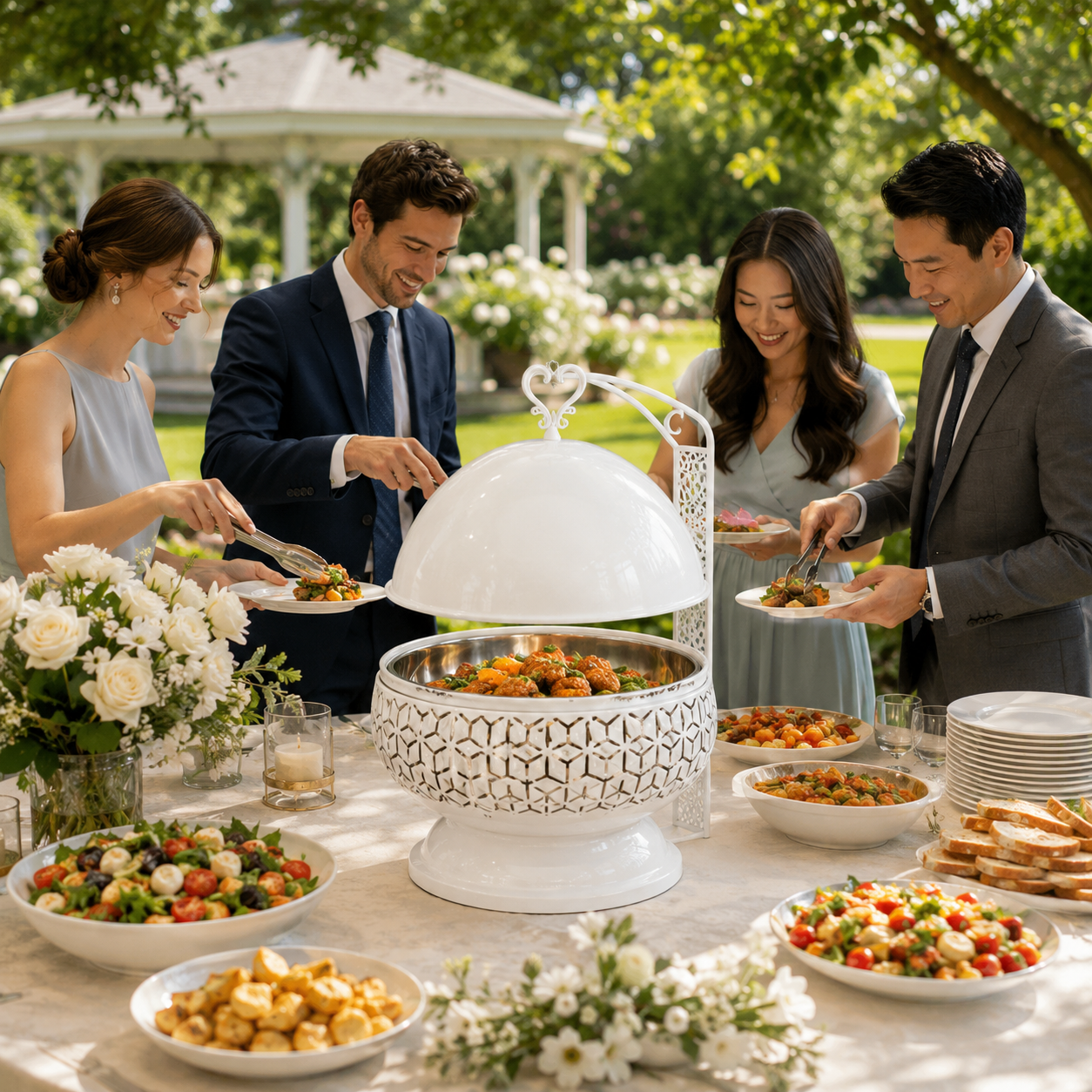 Luxury 8L Stainless Steel Chafing Dish with Hanging Lid for Hotel Buffet, Restaurant Catering & Wedding Banquets Perfect For Luxury Hotel Buffets Wedding Banquets