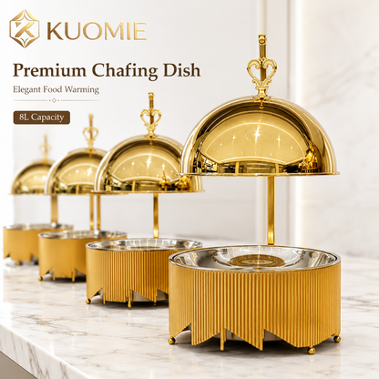 KUOMIE 8L Luxury Gold Chafing Dish for Buffet Food Warming and Elegant Catering
