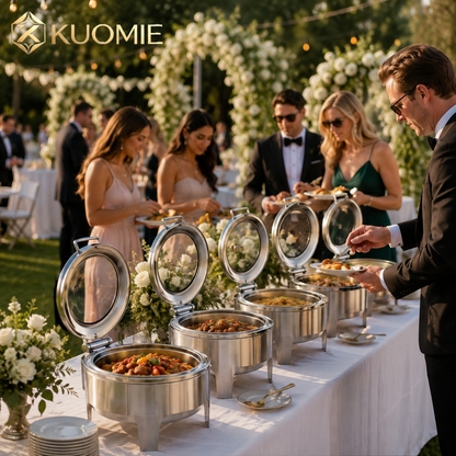 6L Round Chafing Dish with Glass Lid | KUOMIE